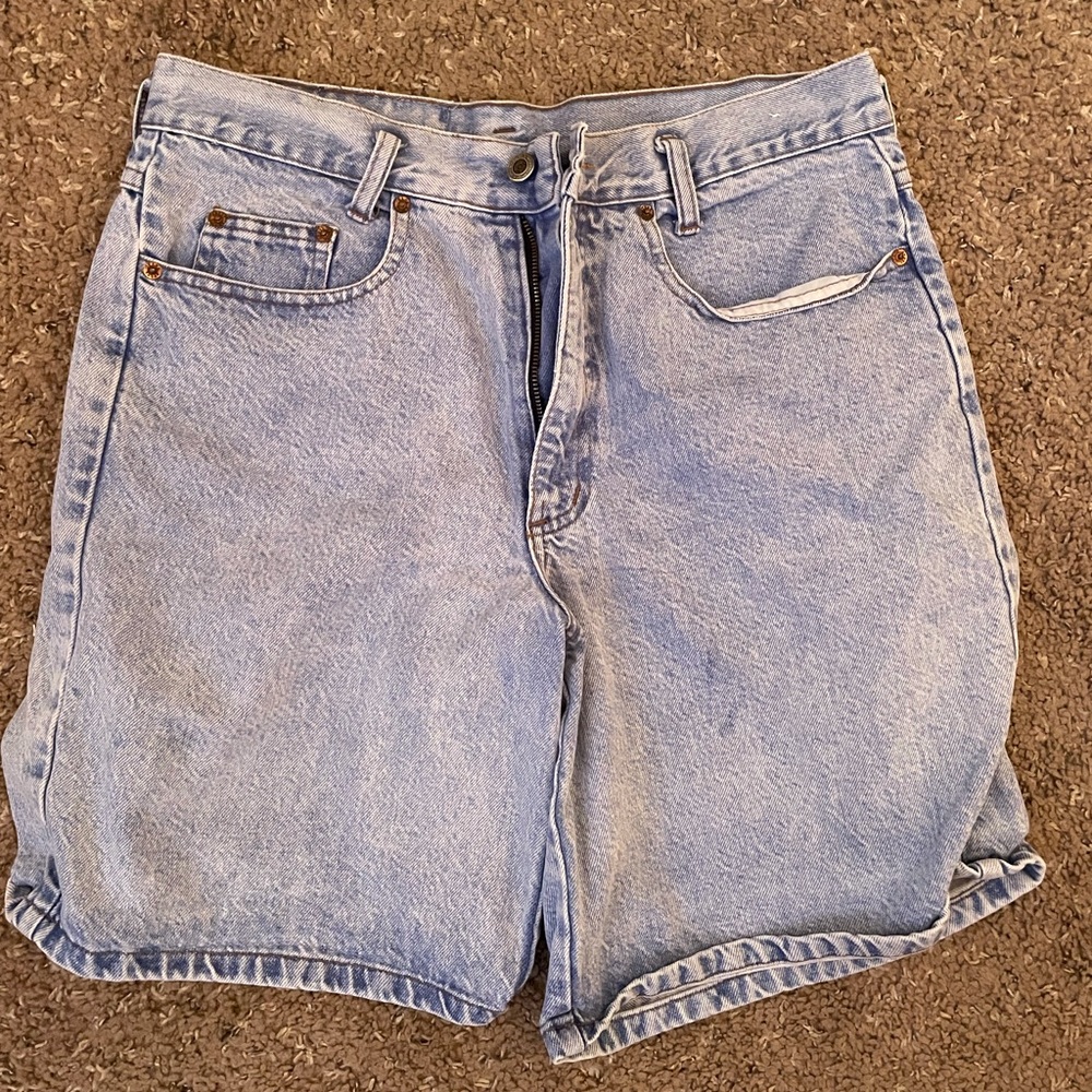 Vintage wash boyfriend denim shorts